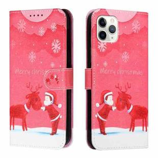 Silk Texture Christmas Painted Pattern Horizontal Flip Leather Case with Holder & Card Slots & Wallet & Photo Frame For iPhone 11 Pro(Kid And Deer)