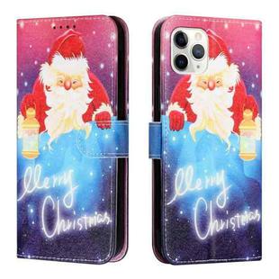 Silk Texture Christmas Painted Pattern Horizontal Flip Leather Case with Holder & Card Slots & Wallet & Photo Frame For iPhone 11 Pro Max(Santa Claus with Lantern)
