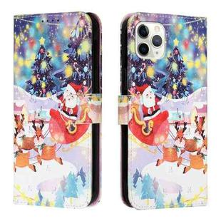 Silk Texture Christmas Painted Pattern Horizontal Flip Leather Case with Holder & Card Slots & Wallet & Photo Frame For iPhone 11 Pro Max(Gifts Santa Claus)