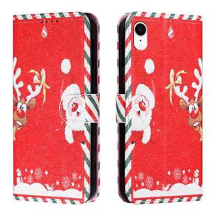 Silk Texture Christmas Painted Pattern Horizontal Flip Leather Case with Holder & Card Slots & Wallet & Photo Frame For iPhone XR(Santa Claus And Deer)