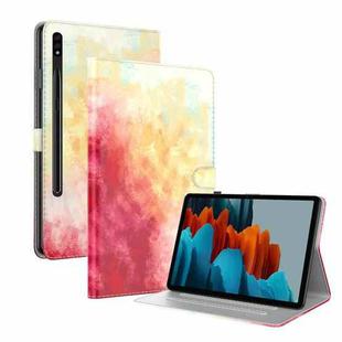 For Samsung Galaxy Tab S8+ / Tab S8 Plus /  Tab S7 FE / Tab S7+ 12.4 inch T970 / T976B Voltage Watercolor Pattern Skin Feel Magnetic Horizontal Flip PU Leather Case with Holder & Card Slots & Photo Frame(Spring Cherry)