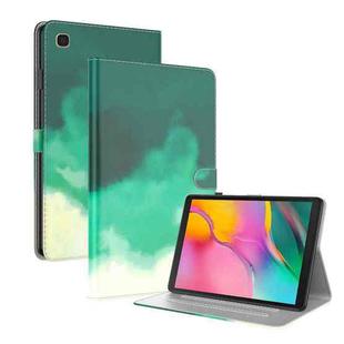 For Samsung Galaxy Tab A 10.1 2019 T515 / T510 Voltage Watercolor Pattern Skin Feel Magnetic Horizontal Flip PU Leather Case with Holder & Card Slots & Photo Frame(Cyan Green)