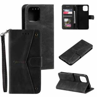 For iPhone 13 Pro Max Stitching Calf Texture Horizontal Flip Leather Case with Holder & Card Slots & Wallet (Black)