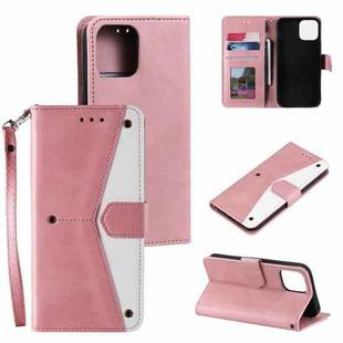 For iPhone 13 Pro Max Stitching Calf Texture Horizontal Flip Leather Case with Holder & Card Slots & Wallet (Rose Gold)