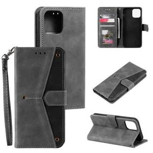 For iPhone 13 Pro Stitching Calf Texture Horizontal Flip Leather Case with Holder & Card Slots & Wallet (Grey)