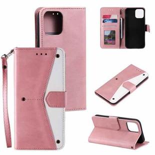 For iPhone 13 Pro Stitching Calf Texture Horizontal Flip Leather Case with Holder & Card Slots & Wallet (Rose Gold)