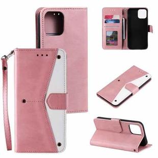 For iPhone 13 mini Stitching Calf Texture Horizontal Flip Leather Case with Holder & Card Slots & Wallet (Rose Gold)