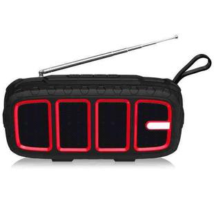 NewRixing NR-5018FM Outdoor Portable Bluetooth Speaker with Antenna, Support Hands-free Call / TF Card / FM / U Disk(Black+Red)