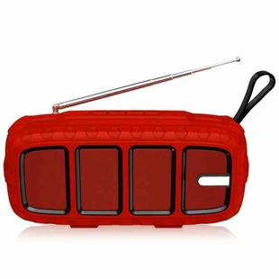 NewRixing NR-5018FM Outdoor Portable Bluetooth Speaker with Antenna, Support Hands-free Call / TF Card / FM / U Disk(Red+Black)