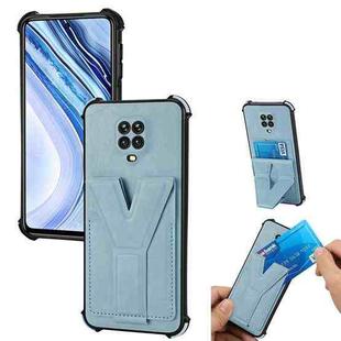 For Xiaomi Redmi Note 9 Pro Max Y Style Multifunction Card Stand Back Cover PU + TPU + PC Magnetic Shockproof Case(Light Blue)