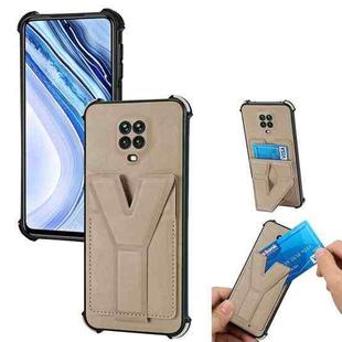 For Xiaomi Redmi Note 9 Pro Max Y Style Multifunction Card Stand Back Cover PU + TPU + PC Magnetic Shockproof Case(Khaki)