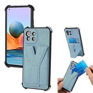 For Xiaomi Mi 11 Lite Y Style Multifunction Card Stand Back Cover PU + TPU + PC Magnetic Shockproof Case(Light Blue)
