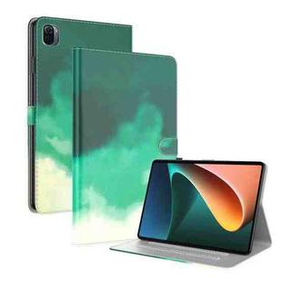 For Xiaomi Mi Pad 5 / 5 Pro Voltage Watercolor Pattern Skin Feel Magnetic Horizontal Flip PU Leather Case with Holder & Card Slots & Photo Frame & Sleep / Wake-up Function(Cyan Green)