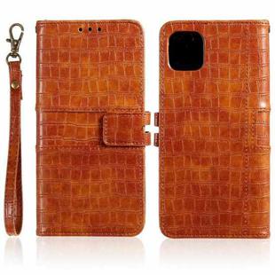 For iPhone 13 Regular Crocodile Texture Horizontal Flip Leather Case with Holder & Card Slots & Wallet & Photo Frame & Lanyard(Brown)