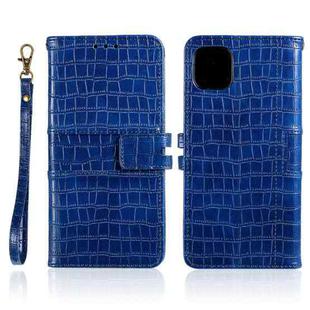 For iPhone 13 Regular Crocodile Texture Horizontal Flip Leather Case with Holder & Card Slots & Wallet & Photo Frame & Lanyard(Blue)