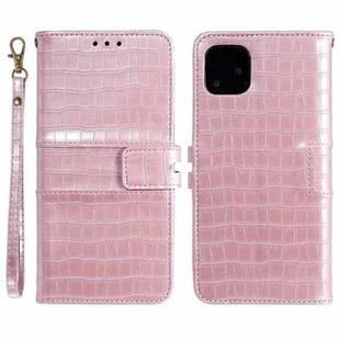 For iPhone 13 Regular Crocodile Texture Horizontal Flip Leather Case with Holder & Card Slots & Wallet & Photo Frame & Lanyard(Rose Gold)