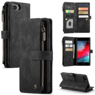 CaseMe-C30 PU + TPU Multifunctional Horizontal Flip Leather Case with Holder & Card Slot & Wallet & Zipper Pocket For iPhone 8 Plus & 7 Plus & 6 Plus(Black)