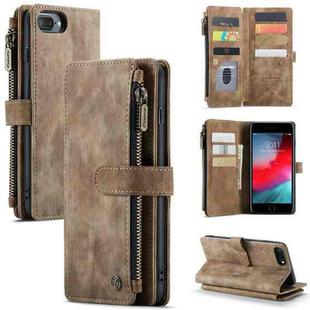 CaseMe-C30 PU + TPU Multifunctional Horizontal Flip Leather Case with Holder & Card Slot & Wallet & Zipper Pocket For iPhone 8 Plus & 7 Plus & 6 Plus(Brown)