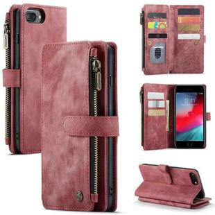 CaseMe-C30 PU + TPU Multifunctional Horizontal Flip Leather Case with Holder & Card Slot & Wallet & Zipper Pocket For iPhone 8 Plus & 7 Plus & 6 Plus(Red)