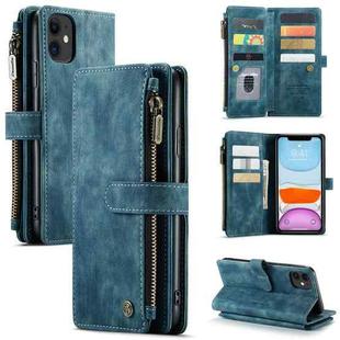 For iPhone 11 CaseMe-C30 PU + TPU Multifunctional Horizontal Flip Leather Case with Holder & Card Slot & Wallet & Zipper Pocket (Blue)