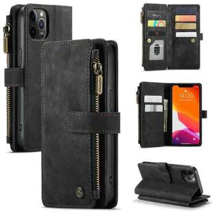 For iPhone 12 / 12 Pro CaseMe-C30 PU + TPU Multifunctional Horizontal Flip Leather Case with Holder & Card Slot & Wallet & Zipper Pocket(Black)