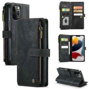 For iPhone 12 Pro Max CaseMe-C30 PU + TPU Multifunctional Horizontal Flip Leather Case with Holder & Card Slot & Wallet & Zipper Pocket(Black)