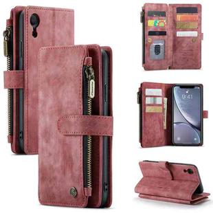 For iPhone XR CaseMe-C30 PU + TPU Multifunctional Horizontal Flip Leather Case with Holder & Card Slot & Wallet & Zipper Pocket(Red)