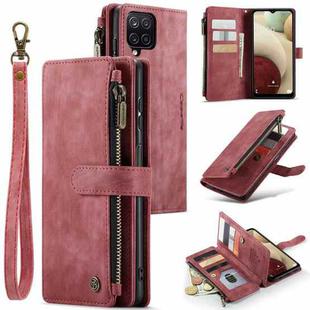 For Samsung Galaxy A12 CaseMe-C30 PU + TPU Multifunctional Horizontal Flip Leather Case with Holder & Card Slot & Wallet & Zipper Pocket(Red)