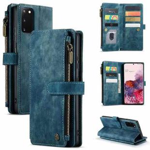 For Samsung Galaxy S20 5G CaseMe-C30 PU + TPU Multifunctional Horizontal Flip Leather Case with Holder & Card Slot & Wallet & Zipper Pocket(Blue)