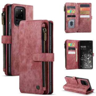 For Samsung Galaxy S20 Ultra 5G CaseMe-C30 PU + TPU Multifunctional Horizontal Flip Leather Case with Holder & Card Slot & Wallet & Zipper Pocket(Red)