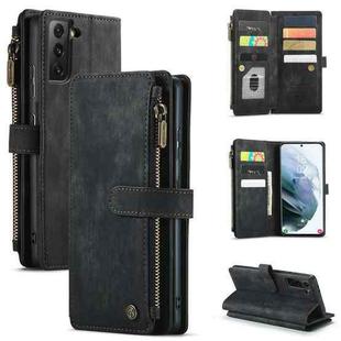 For Samsung Galaxy S21+ 5G CaseMe-C30 PU + TPU Multifunctional Horizontal Flip Leather Case with Holder & Card Slot & Wallet & Zipper Pocket(Black)
