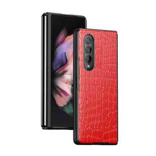 For Samsung Galaxy Z Fold3 5G Crocodile Texture Leather Folding Protective Case(Red)