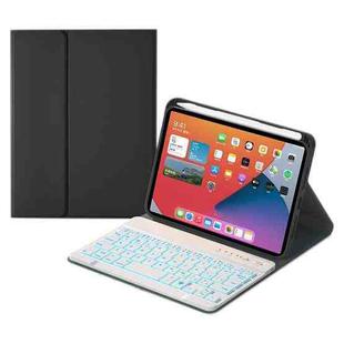 HK006D Square Keys Detachable Bluetooth Solid Color Keyboard Leather Tablet Case with Colorful Backlight & Holder for iPad mini 6(Black+White)