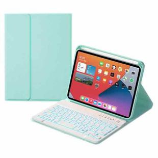 HK006D Square Keys Detachable Bluetooth Solid Color Keyboard Leather Tablet Case with Colorful Backlight & Holder for iPad mini 6(Mint Green)