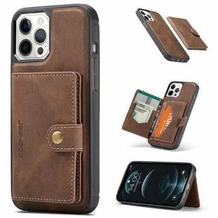 For iPhone 13 JEEHOOD Retro Magnetic Detachable Protective Case with Wallet & Card Slot & Holder(Brown)