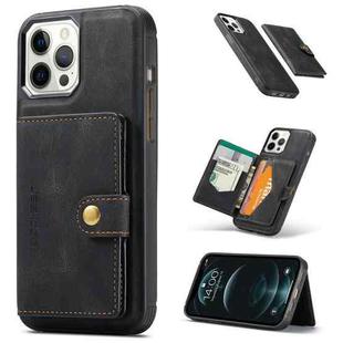 For iPhone 13 Pro JEEHOOD Retro Magnetic Detachable Protective Case with Wallet & Card Slot & Holder (Black)
