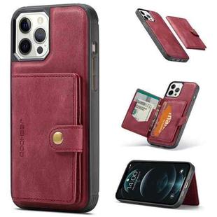 For iPhone 13 Pro JEEHOOD Retro Magnetic Detachable Protective Case with Wallet & Card Slot & Holder (Red)