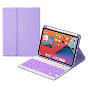 HK006D Square Keys Detachable Bluetooth Candy Color Keyboard Leather Tablet Case with Colorful Backlight & Holder for iPad mini 6(Light Purple)