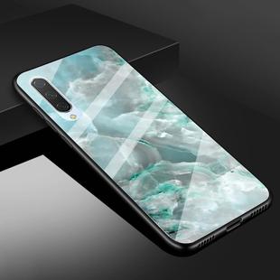 For Xiaomi Mi CC9e Marble Glass Protective Case(Cyan)