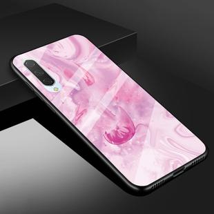 For Xiaomi Mi CC9e Marble Glass Protective Case(Rose Red)