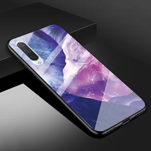 For Xiaomi Mi CC9e Marble Glass Protective Case(Rock Purple)