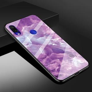 For Xiaomi Redmi 7 Marble Glass Protective Case(Purple)