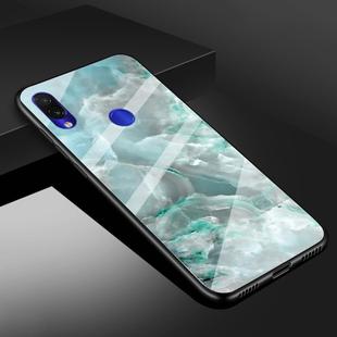 For Xiaomi Redmi 7 Marble Glass Protective Case(Cyan)