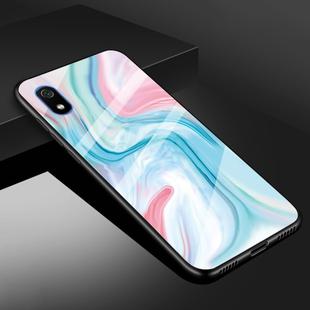 For Xiaomi Redmi 7A Marble Glass Protective Case(Blue)