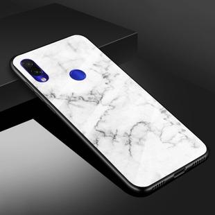 For Xiaomi Redmi Note 7 Marble Glass Protective Case(White)