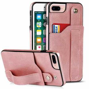 Crazy Horse Texture Shockproof TPU + PU Leather Case with Card Slot & Wrist Strap Holder For iPhone 7 Plus / 8 Plus(Rose Gold)