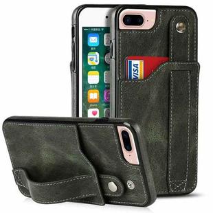 Crazy Horse Texture Shockproof TPU + PU Leather Case with Card Slot & Wrist Strap Holder For iPhone 7 Plus / 8 Plus(Emerald Green)