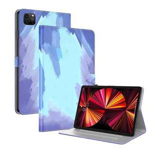 For iPad Pro 12.9 2022 / 2021 / 2020 Watercolor Pattern Skin Feel Magnetic Horizontal Flip PU Leather Tablet Case with Holder & Card Slots & Photo Frame & Sleep / Wake-up Function(Winter Snow)