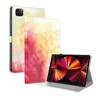 For iPad Pro 11 2022 / 2021 / 2018 / Air 2020 10.9 Watercolor Pattern Skin Feel Magnetic Leather Tablet Case with Holder & Card Slots & Photo Frame & Sleep / Wake-up Function(Spring Cherry)