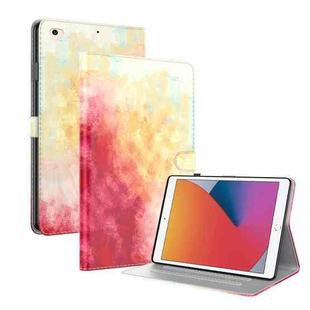 Watercolor Pattern Skin Feel Magnetic Horizontal Flip PU Leather Case with Holder & Card Slots & Photo Frame & Sleep / Wake-up Function For iPad 9.7 (2018 & 2017) / Air 2 / Air(Spring Cherry)